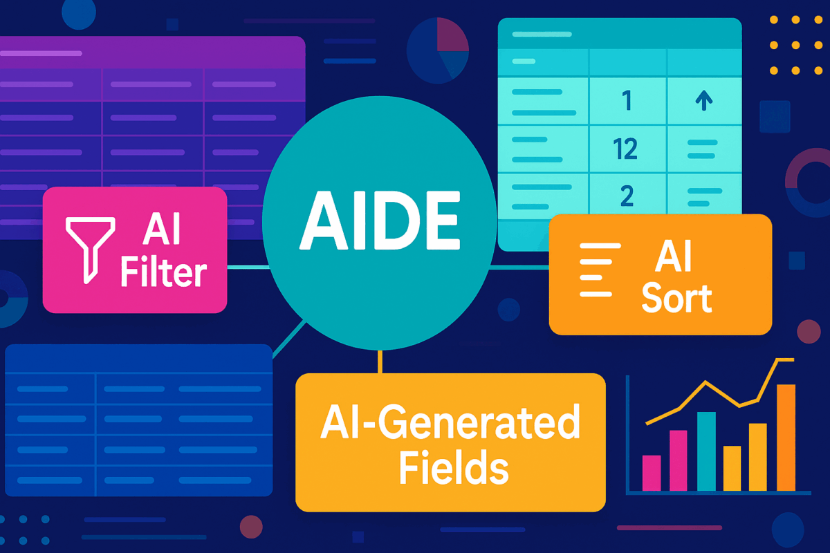 Visual illustration of charts, spreadsheets, and other AI generated fields. 